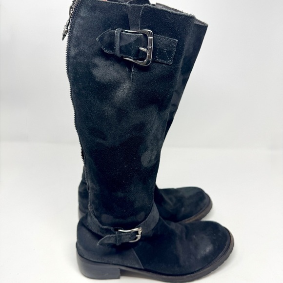 Donald Pilsner Black Suede Leather Moto Boots - Picture 1 of 14